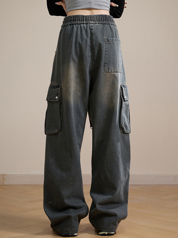 Loose straight design Cargo Jeans