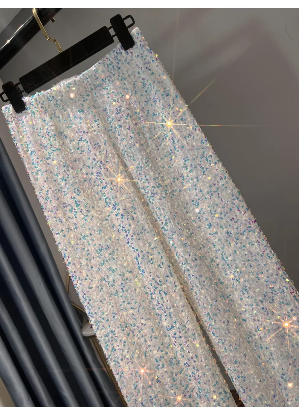 Ootddress Casual Sequin For Women Straight Legg Trousers High Waist Glitter Streetwear Fashion Solid Slim Wide Leg Women's Y2K Pants