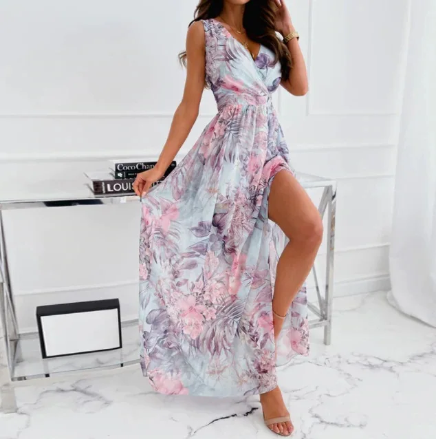 Chiffon Flower Print Sleeveless Long Dresses Women V-neck Backless Leace-up Slit Dress Temperament Summer Maxi Vestidos Female 10 Screenshot_59_1445x.webp (4)