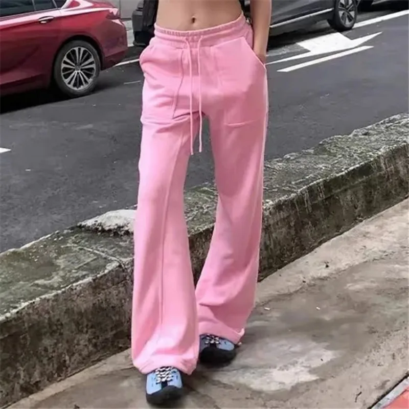 Ootddress Lace Up Loose Cargo Pants Women High Waist Fashion Pocket Baggy Sweatpants Women's Solid Streetweat Woman Autumn 2025 New