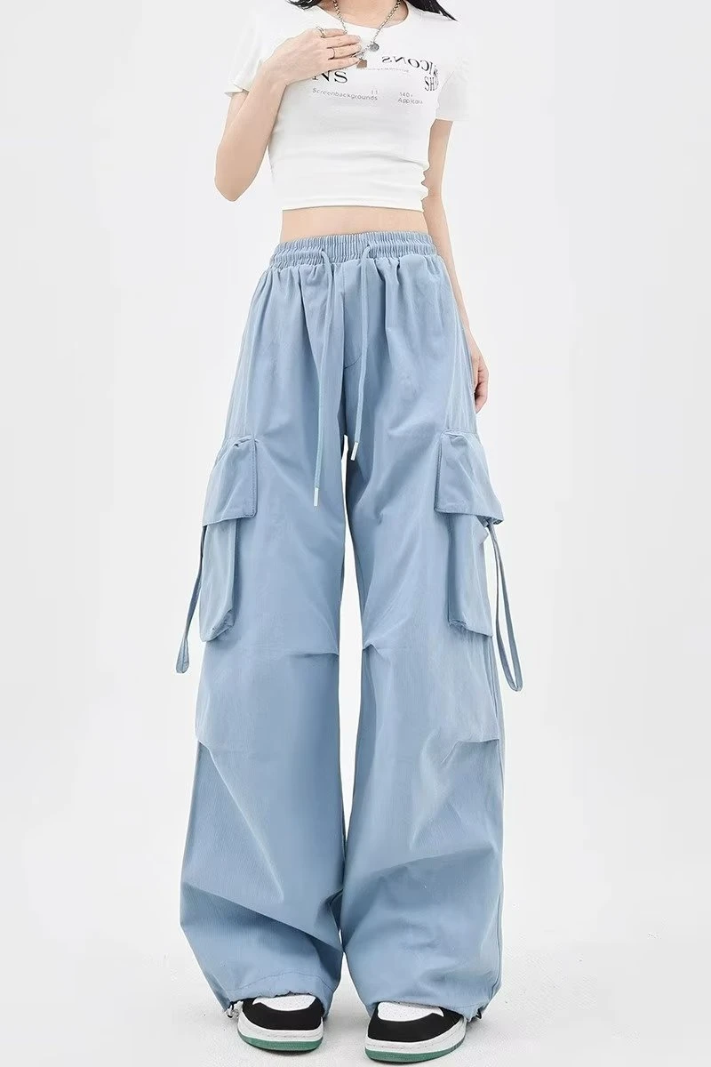Women Y2K Cargo Pants High Waist Streetwear Hip Hop Trousers Female Big Pockets Casual Student Drawstring Baggy Sweatpants 19 Women Y2K Cargo Pants High Waist Streetwear Hip Hop Trousers Female Big Pockets Casual Student Drawstring Baggy Sweatpants