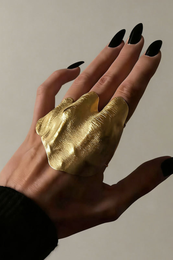 Fashionable Irregular Pleated Metal Ring