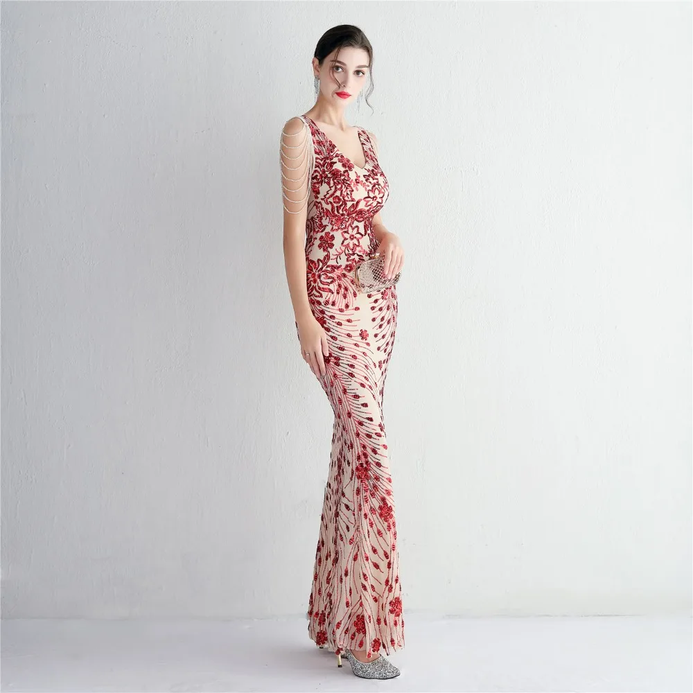 Sexy V-neck Sleeveless Dress with Stones and Crystals Fashion Sequins Tassel Elegant Women Party Dresses High Waisted Long Dress 20 103A0882.jpg