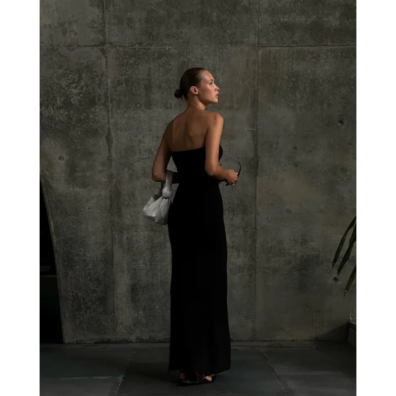 Ootddress Backless Slim Fashion Maxi Dress Knit Women Off-Shoulder High Waist Solid Elegant Party Dress Knitwear Female Sexy Dress