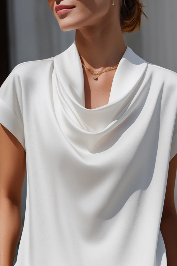 Solid Color Loose-fitting Casual Short-sleeved Top
