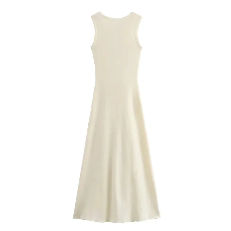 Ootddress Knit Ribbed Cardigan Maxi Dress Female High Waist Slim Pocket Sleeveless Elegant Party Dress Women's Knitwear Long Dress