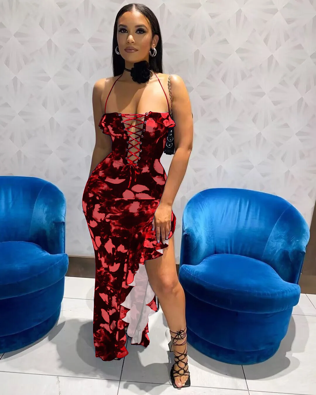 Irregular Sexy Hollow Backless Dresses Women Fashionable High Waist Slit Printed Long Dress Elegant Sleeveless Evening Dresses 9 Irregular Sexy Hollow Backless Dresses Women Fashionable High Waist Slit Printed Long Dress Elegant Sleeveless Evening Dresses