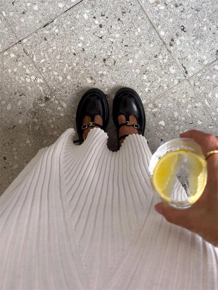 Ootddress Knitted Rib Slim Maxi Dresses For Women High Waist Casual Loose Dress Women's Autumn Elegant Temperament Long Dress Femme