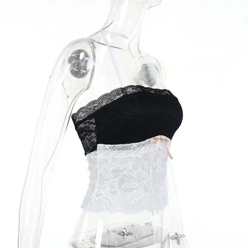 Ootddress Halter Lace See-Through Crop Top Ruffled Contrast Tank Top - Y2K Fashion Patchwork Strapless Sexy Contrast Cropped Top 8 Ootddress Halter Lace See-Through Crop Top Ruffled Contrast Tank Top - Y2K Fashion Patchwork Strapless Sexy Contrast Cropped Top