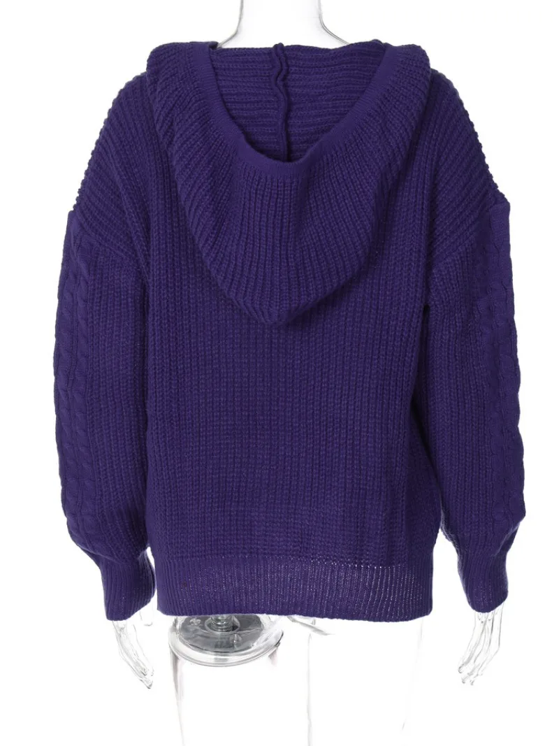 Ootddress Knitted Hoodies Sweater Women Loose Long Sleeve Autumn Pullover Woman Street Casual 2025 Baggy Coat Female Winter Clothes