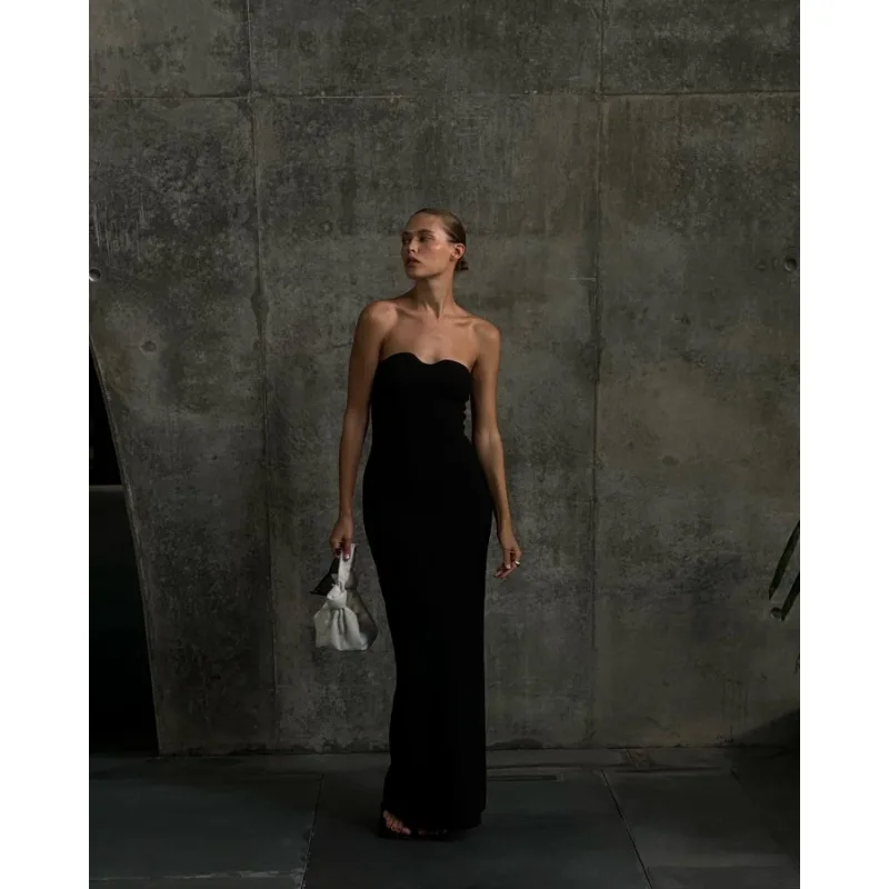 Ootddress Backless Slim Fashion Maxi Dress Knit Women Off-Shoulder High Waist Solid Elegant Party Dress Knitwear Female Sexy Dress