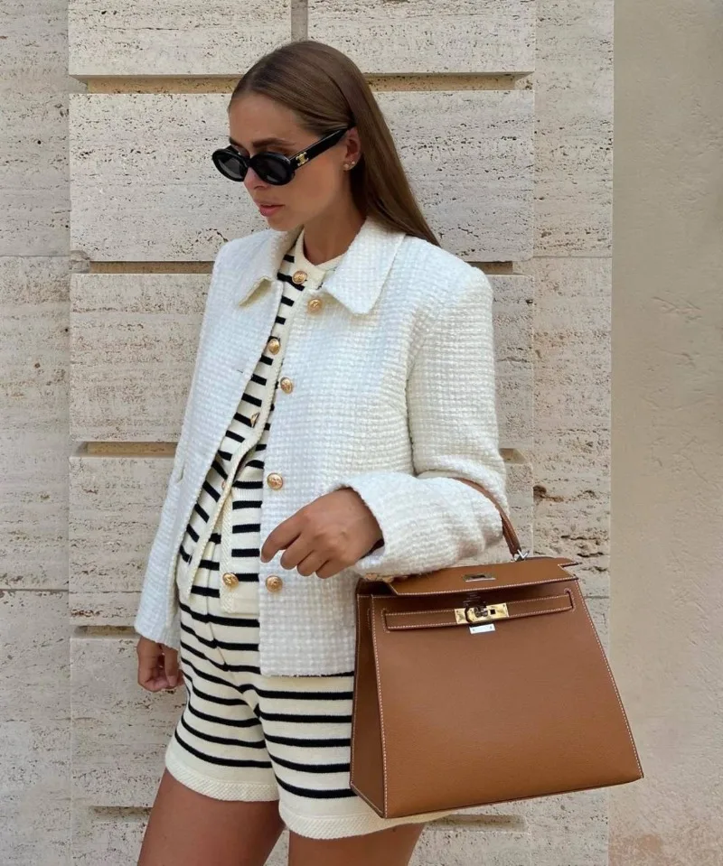 Ootddress Knitted Shorts 2 Piece Sets Womens Outfits Casual Loose Cardigan Sweater Woman Winter Street High Waist Short Suits Women