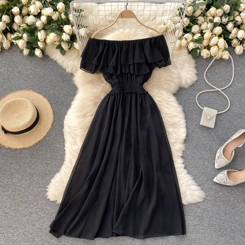 Women Chiffon Beach Dress Sexy Double Layer Ruffled Off The Shoulder Boho Dresses Ladies Sweet Slash Neck Long Dress 4 hmqViviiyNSAyin6WuaVt4Rfy+MjkUINVG8X