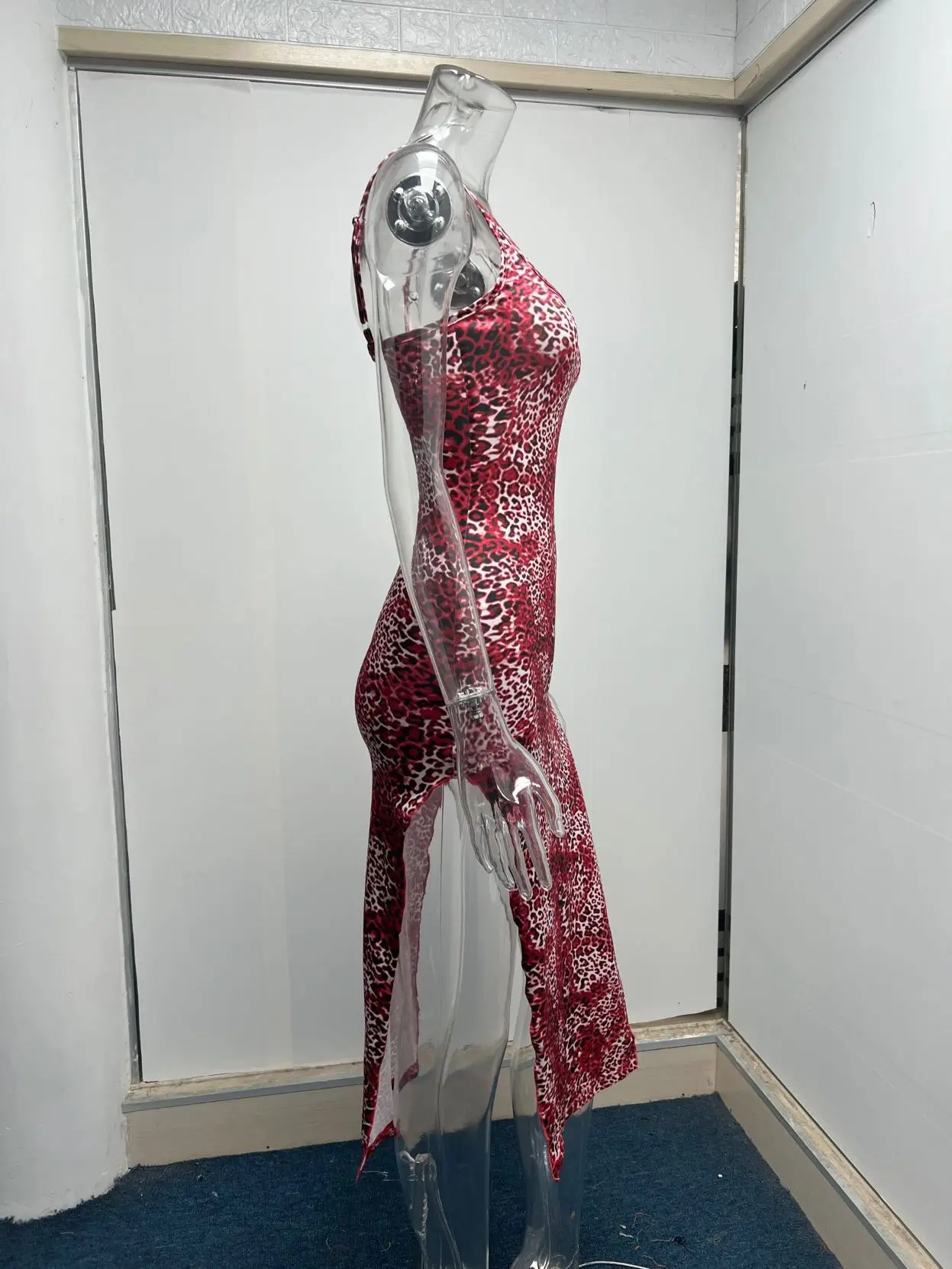 Fashion Leopard Print Slim Long Dresses Women Sexy Low Cut Backless Package Hip Bodycon Slit Dress Female Streetwear Summer New 22 undefined