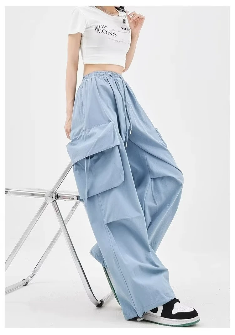 Women Y2K Cargo Pants High Waist Streetwear Hip Hop Trousers Female Big Pockets Casual Student Drawstring Baggy Sweatpants 7 Women Y2K Cargo Pants High Waist Streetwear Hip Hop Trousers Female Big Pockets Casual Student Drawstring Baggy Sweatpants