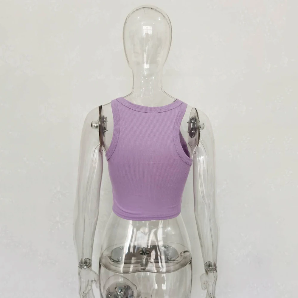 Ootddress Summer Cotton Sleeveless Vest For Women White Top Knit Ribbed Casual Tank Tops Female High Streetwear Cropped Top Camis