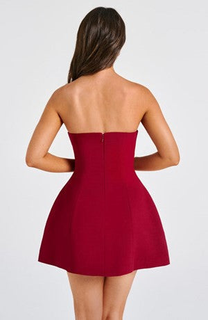 Strapless Princess Seam Structured Fit and Flare Mini Dress