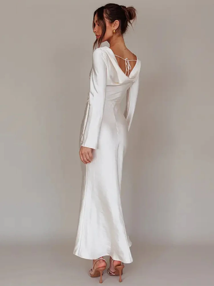 Bodycon Long Sleeve Women's Dress Party Club Evening Dress Female Slim Fit Round Neck Solid Long Dress Autumn New 2025
