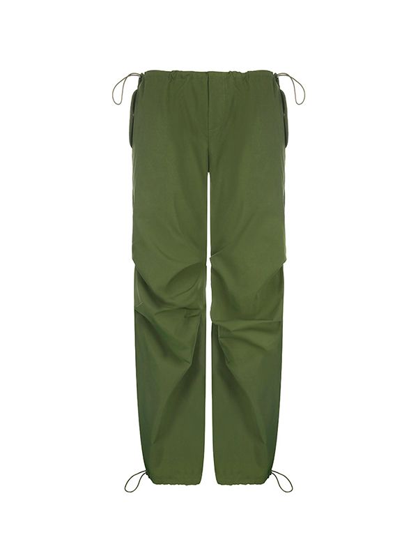 Size Friendly Drawstring Parachute Cargo Pants