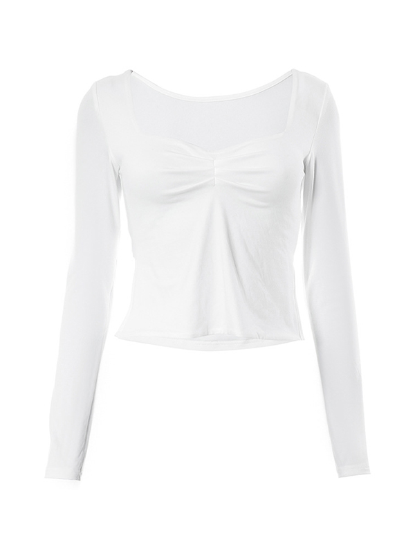 Square Neck Long Sleeve Slit Long Sleeve Tee