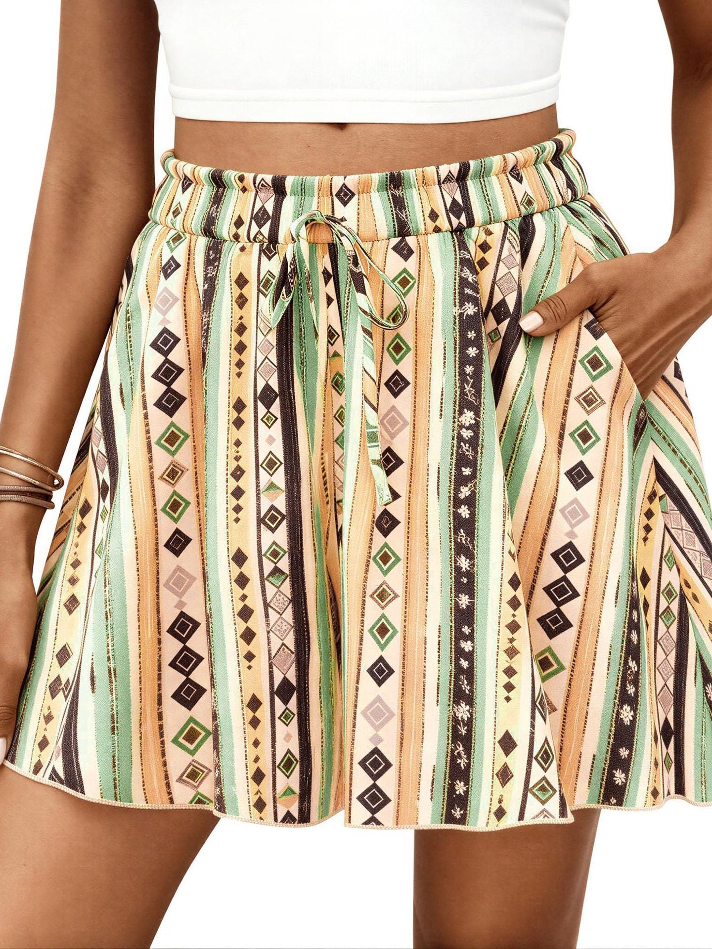 High-waisted Floral Print Loose Casual Shorts