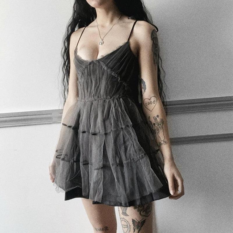 Bustier Sweetheart Bow Tie Spaghetti Strap Tiered Tulle Ruffle Mini Dress