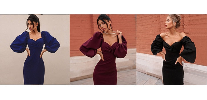 Wrap Bust Puff Sleeve Bodycon Mini Dress