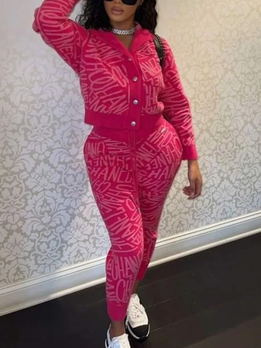 Hooded Collar Letter Print Pants Set Long Sleeve Crop Top Drawstring Trousers Two Piece Fashion for Women 7 Hooded Collar Letter Print Pants Set Long Sleeve Crop Top Drawstring Trousers Two Piece Fashion for Women