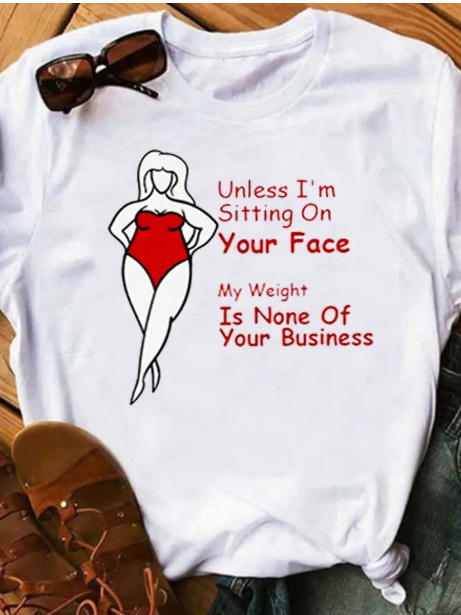 Plus Size Summer Women Lady Oversized T-shirt Black White Fashion Short Sleeve Print Graphic Tops