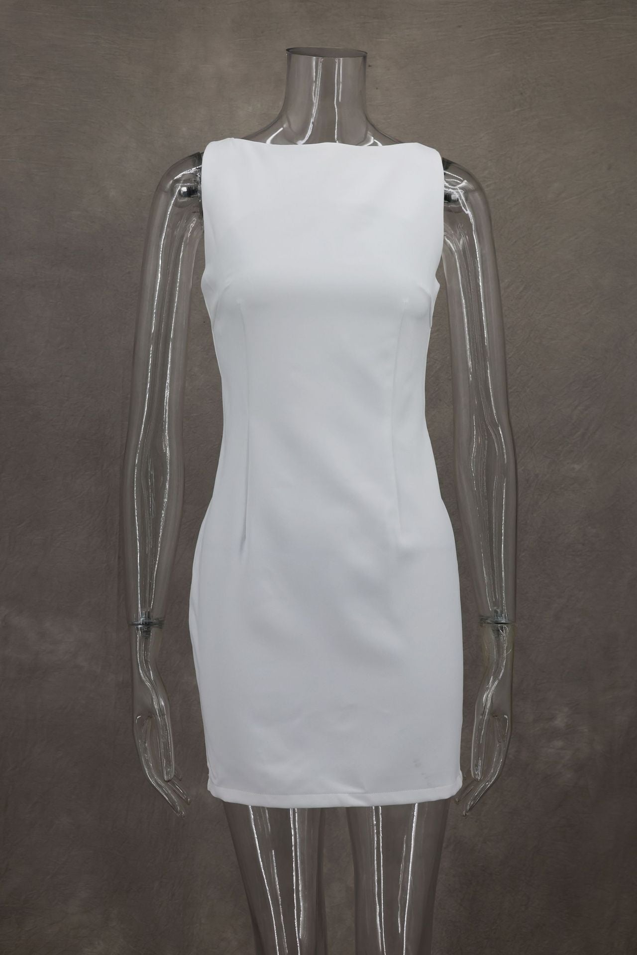 Boat Neck Sleeveless Bodycon Mini Dress