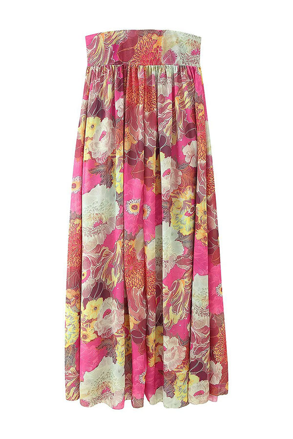 Shelia Ethnic Floral Print Off Shoulder A-line Maxi Dress