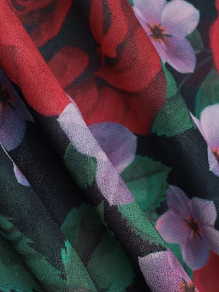 Floral Print Cowl Neck Spaghetti Strap Bodycon Slip Maxi Dress