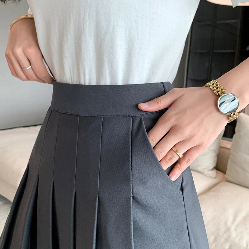High Waist Knife Pleat Tennis A-Line Mini Skirt