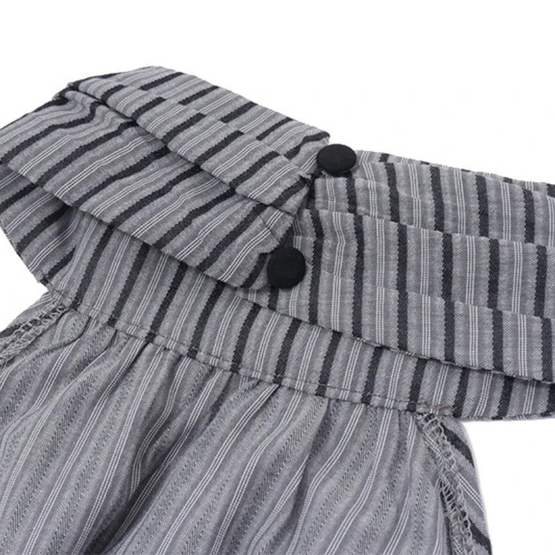 Striped Halter Neck Ruched Waist Sleeveless Maxi Dress