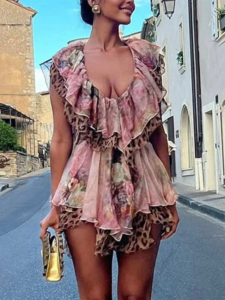 Lace Corset Bustier Patchwork Mesh High Slit Maxi Dress