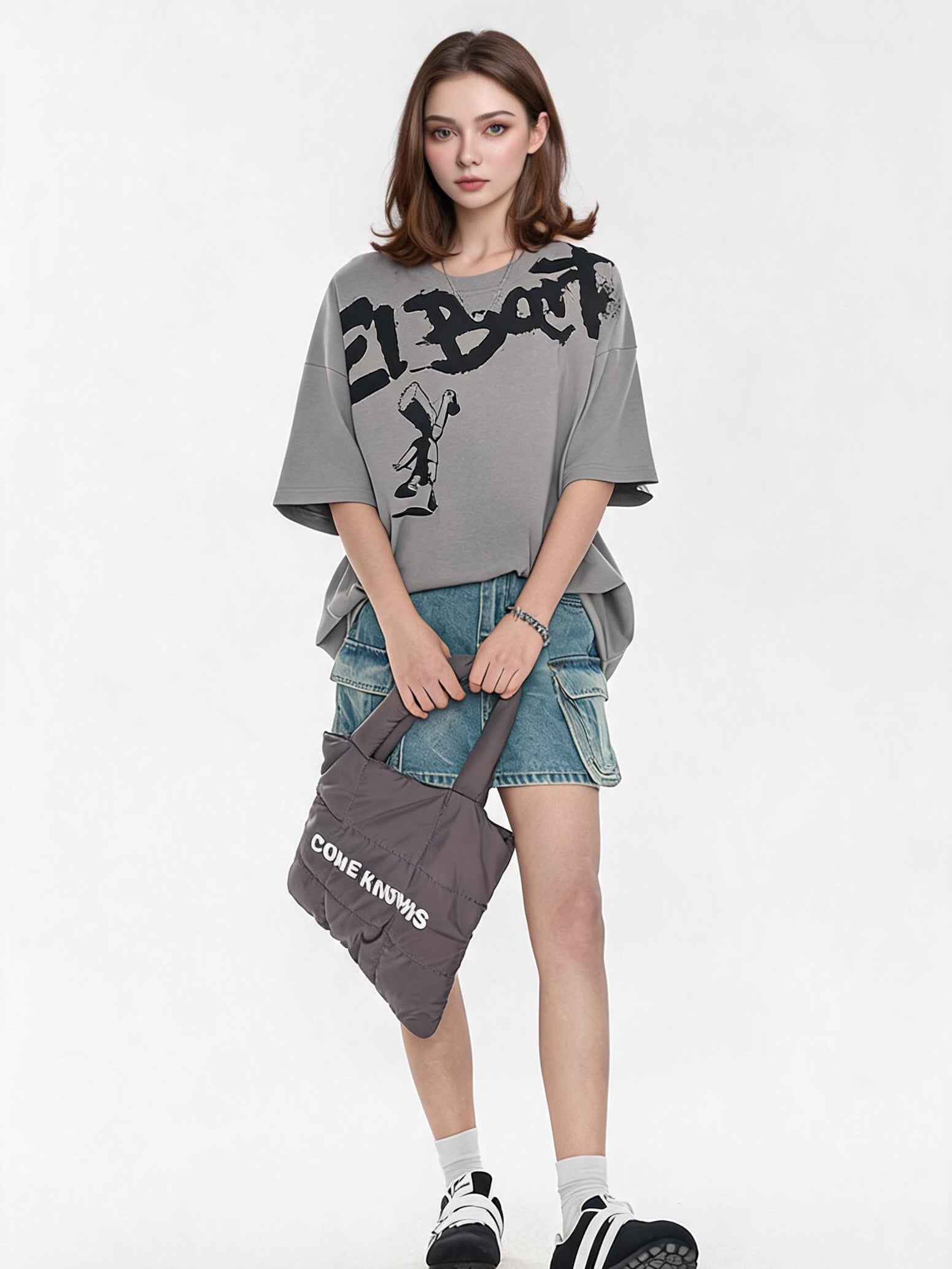 American Street Style Cartoon Graffiti Oversized T-shirt