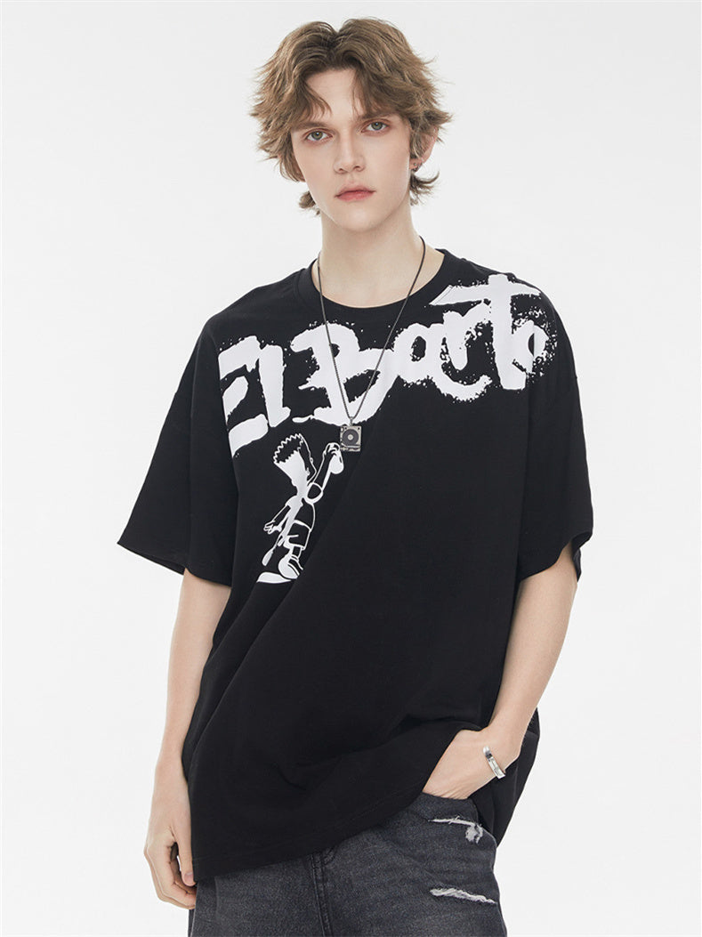 American Street Style Cartoon Graffiti Oversized T-shirt