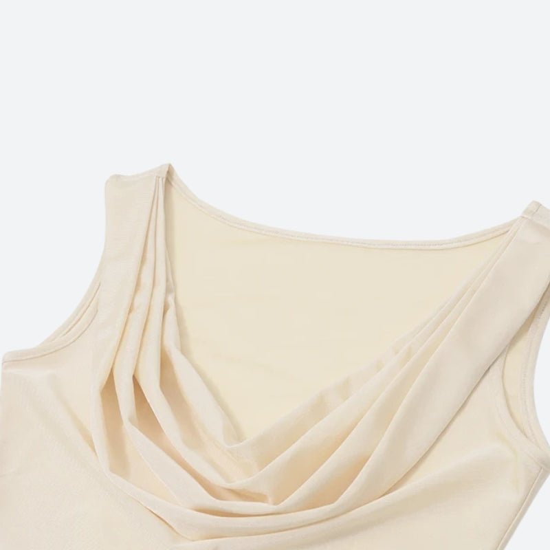 Off Shoulder Cowl Neck Side Ruched Satin Bodycon Mini Dress