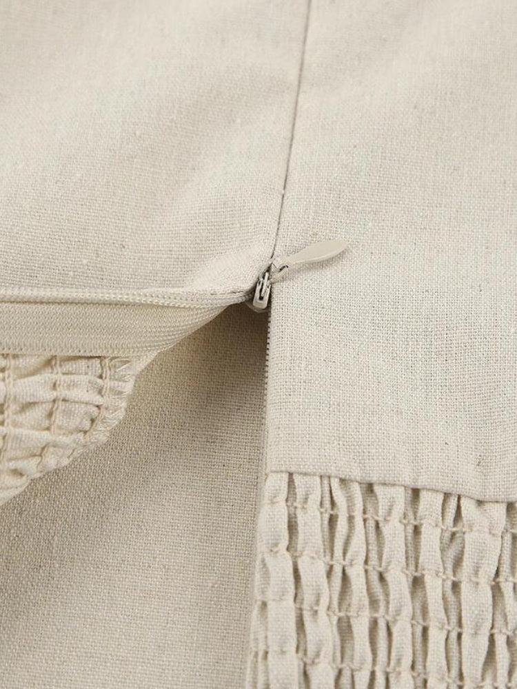 Strapless Linen-Blend Column Midi Dress