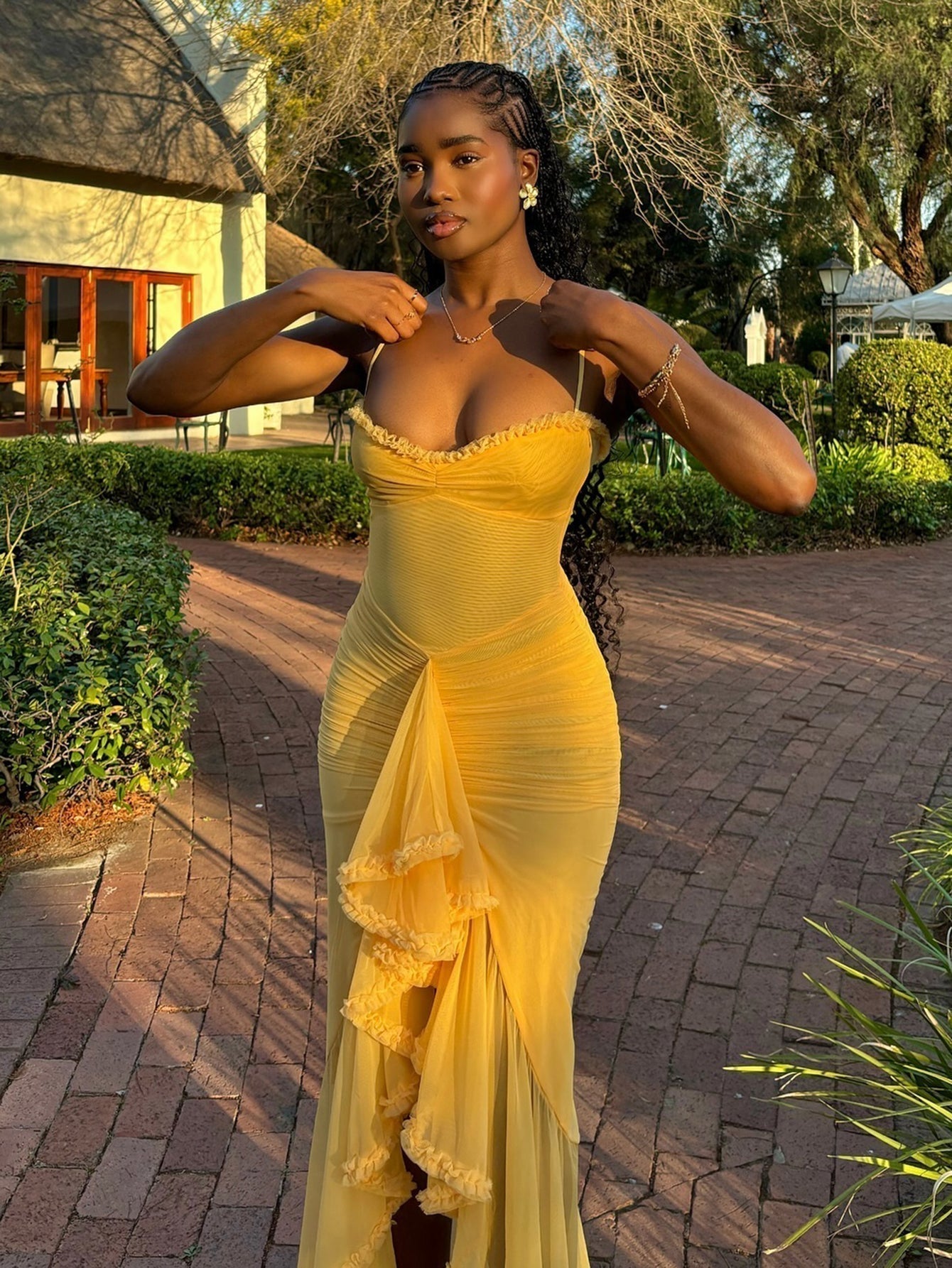 Sweetheart Ruched Chiffon Tiered Ruffle Asymmetrical Hem Maxi Dress