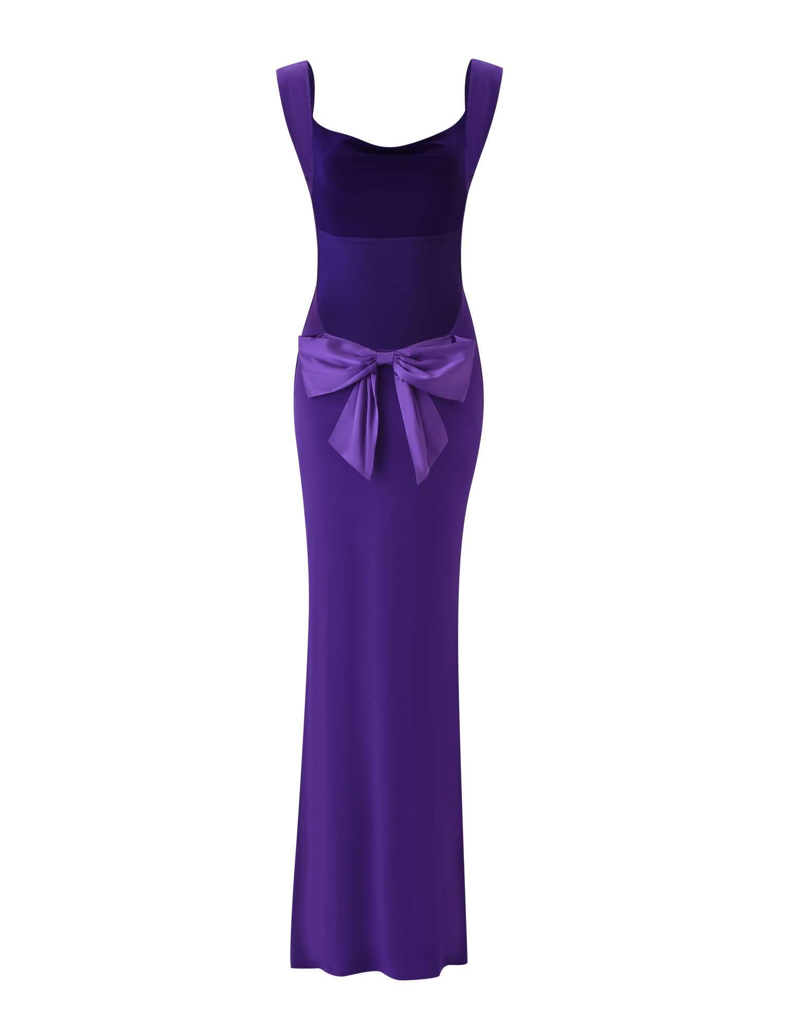 Open Back Oversized Bow Detail Column Maxi Dress