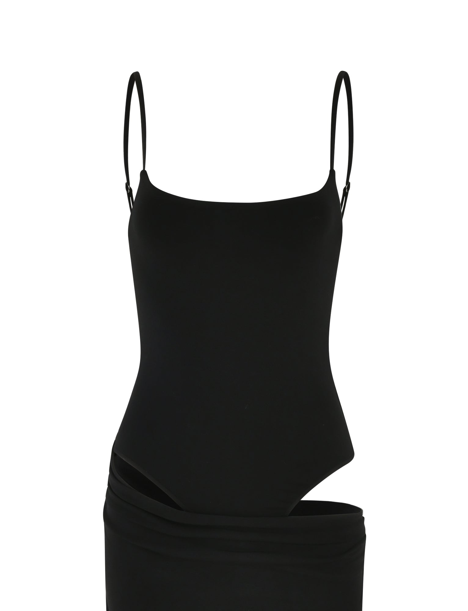 Scoop Neck Spaghetti Strap Waist Cutout Bodycon Maxi Dress