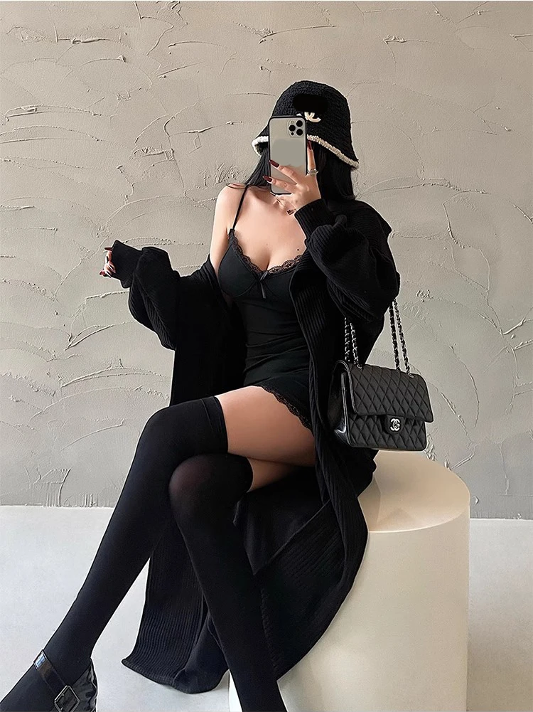 Y2K Retro Lace Patchwork Spaghetti Strap Black Bodycon Dress Mini Fashion Aesthetic Bow Club Party Sexy Dresses for Women 23 Y2K Retro Lace Patchwork Spaghetti Strap Black Bodycon Dress Mini Fashion Aesthetic Bow Club Party Sexy Dresses for Women