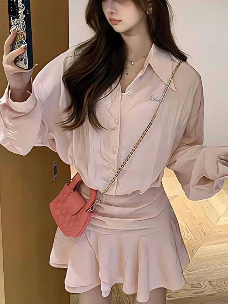 Y2K Shirt Mini Dress Women Long Sleeve Ruffles A-line Korean Chic Solid New Spring Summer Casual Clothing Streetwear 7 Y2K Shirt Mini Dress Women Long Sleeve Ruffles A-line Korean Chic Solid New Spring Summer Casual Clothing Streetwear