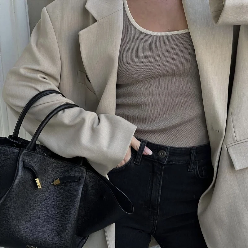 Ootddress Casual For Women Contrast Y2k Top Vest Backless Patchwork Pullover Top Slim Sheer Tracksuit Summer Cute Female Tank Top