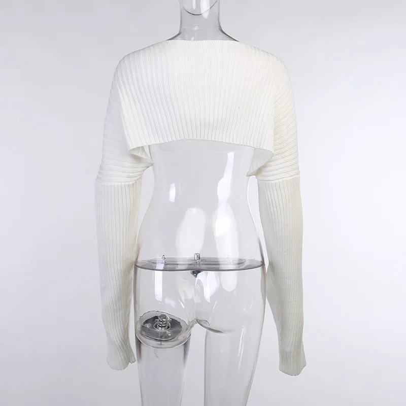 Ootddress White Women Sweater Shrugs Cropped Top Full Lantern Sleeve Knitwear Pullover Sexy Summer High Street Outwear 2025 Spring 18 Ootddress White Women Sweater Shrugs Cropped Top Full Lantern Sleeve Knitwear Pullover Sexy Summer High Street Outwear 2025 Spring