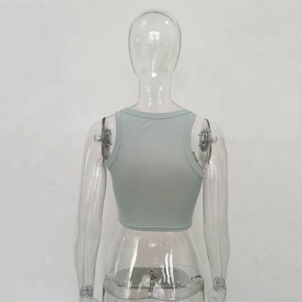 Ootddress Summer Cotton Sleeveless Vest For Women White Top Knit Ribbed Casual Tank Tops Female High Streetwear Cropped Top Camis