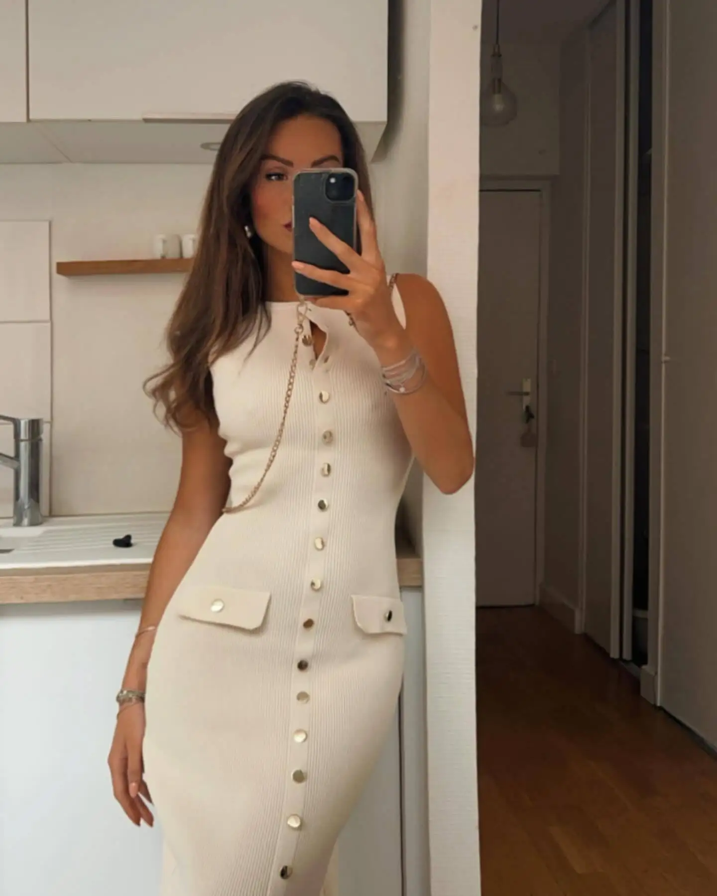 Ootddress Knit Ribbed Cardigan Maxi Dress Female High Waist Slim Pocket Sleeveless Elegant Party Dress Women's Knitwear Long Dress