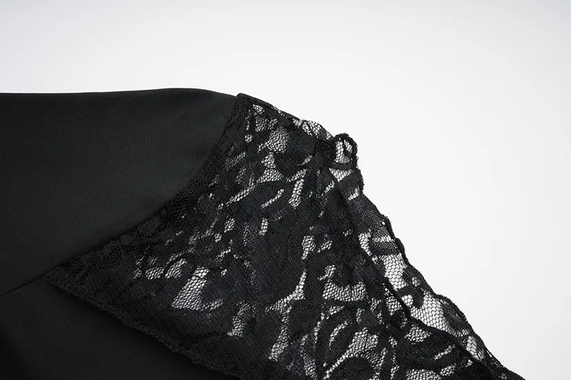 Ootddress Lace Patchwork See-Through Crop top For Women Fashion Sexy Long Sleeve Slim Patchwork Cropped Y2k Top Female Clothes Tee