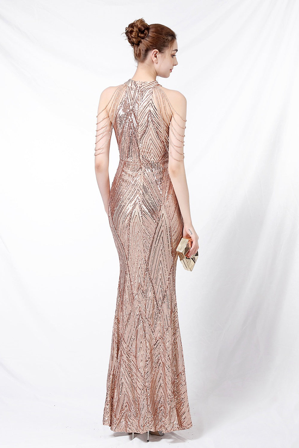 Sequin Halter Mermaid Maxi Dress